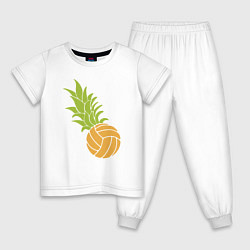 Пижама хлопковая детская Волейбольный ананас, цвет: белый