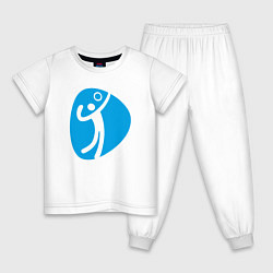Пижама хлопковая детская Спорт - Волейбол, цвет: белый