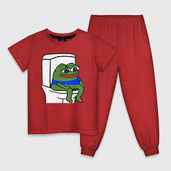 Пижама хлопковая детская Лягушонок пепе, цвет: красный