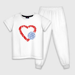 Пижама хлопковая детская Любовь - Волейбол, цвет: белый