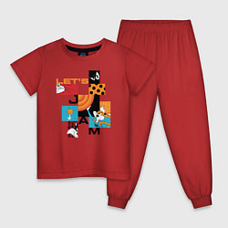 Пижама хлопковая детская Lets Jam, цвет: красный