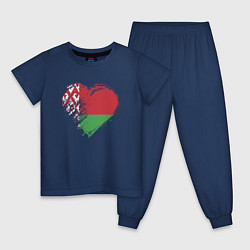 Пижама хлопковая детская Сердце Беларуси, цвет: тёмно-синий