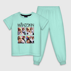 Пижама хлопковая детская Photo Maneskin, цвет: мятный