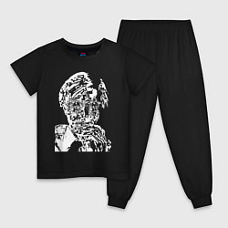 Пижама хлопковая детская Andy Warhol, self-portrait, цвет: черный