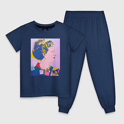 Пижама хлопковая детская Энди Уорхол - королева, цвет: тёмно-синий