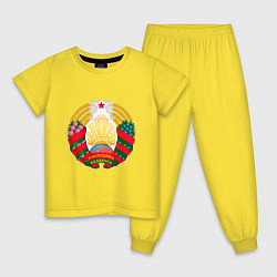 Пижама хлопковая детская Белоруссия Герб Белоруссии, цвет: желтый