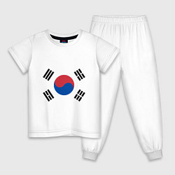 Пижама хлопковая детская Корея Корейский флаг, цвет: белый