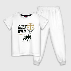 Пижама хлопковая детская Buck Wild, цвет: белый