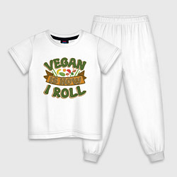 Пижама хлопковая детская Vegan - How I Roll, цвет: белый