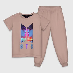 Пижама хлопковая детская Logo BTS, цвет: пыльно-розовый