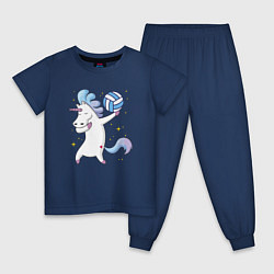 Пижама хлопковая детская Unicorn Volleyball, цвет: тёмно-синий