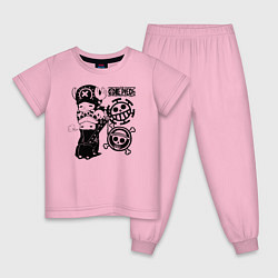 Пижама хлопковая детская Тони Тони Чоппер и Трафальгар Ло One Piece, цвет: светло-розовый