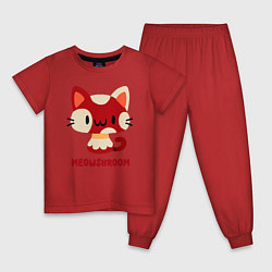 Пижама хлопковая детская Meowshroom, цвет: красный