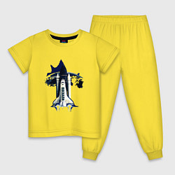 Пижама хлопковая детская Полёт на орбиту!, цвет: желтый