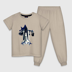 Пижама хлопковая детская Полёт на орбиту!, цвет: миндальный