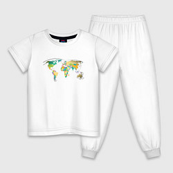Пижама хлопковая детская World Cat, цвет: белый