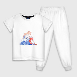 Пижама хлопковая детская Стая котиков, цвет: белый
