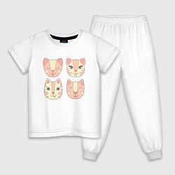 Пижама хлопковая детская Мяу-Мяу, цвет: белый