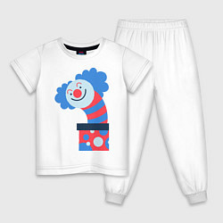 Пижама хлопковая детская Жуткий клоун-сюрприз в коробке, цвет: белый