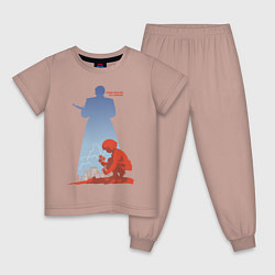 Пижама хлопковая детская Ради жизни на земле, цвет: пыльно-розовый