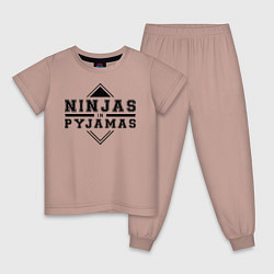 Пижама хлопковая детская Ninjas In Pyjamas, цвет: пыльно-розовый