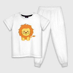 Пижама хлопковая детская Забавный Лев, цвет: белый