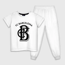 Пижама хлопковая детская FC Barcelona, цвет: белый