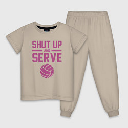 Пижама хлопковая детская Shut Up And Serve, цвет: миндальный