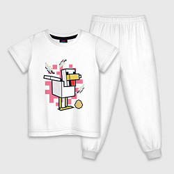 Пижама хлопковая детская Курица Chicken Майнкрафт, цвет: белый