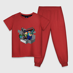 Пижама хлопковая детская Майнкрафт выживание с модами, цвет: красный