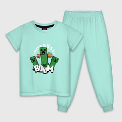 Пижама хлопковая детская Криперы Creepers и Динамит, цвет: мятный