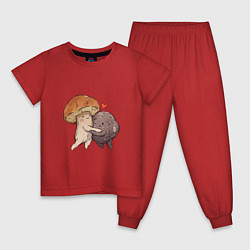 Пижама хлопковая детская Боровик и шампиньон, цвет: красный