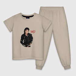Пижама хлопковая детская BAD Майкл Джексон, цвет: миндальный