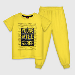 Пижама хлопковая детская YOUNG WILD &FREE, цвет: желтый