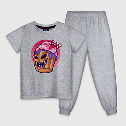 Пижама хлопковая детская Зомби кекс, цвет: меланж