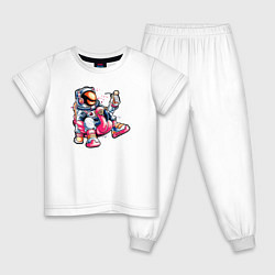 Пижама хлопковая детская Космонавт на реклаксе, цвет: белый