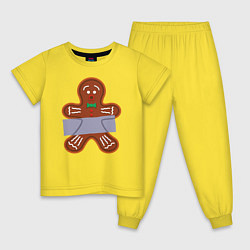 Пижама хлопковая детская Имбирный человечек скотч, цвет: желтый