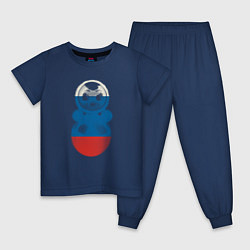 Пижама хлопковая детская Неваляшка триколор, цвет: тёмно-синий