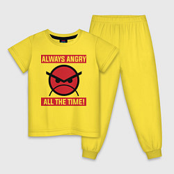 Пижама хлопковая детская Angry marines, цвет: желтый
