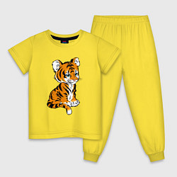 Пижама хлопковая детская Little Tiger, цвет: желтый