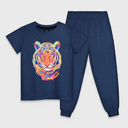 Пижама хлопковая детская Color Tiger, цвет: тёмно-синий