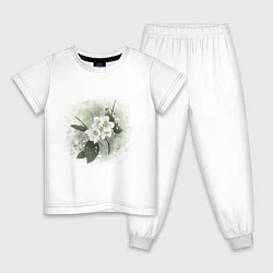 Пижама хлопковая детская Ароматный жасмин, цвет: белый