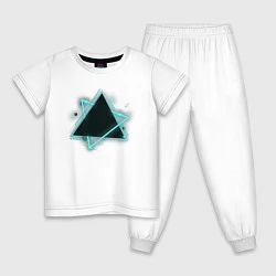 Пижама хлопковая детская Треугольник неон, цвет: белый