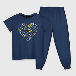 Пижама хлопковая детская Космос в сердце, цвет: тёмно-синий