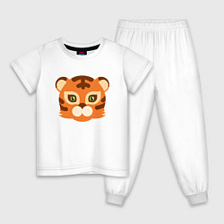 Пижама хлопковая детская Cute Tiger, цвет: белый