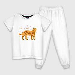 Пижама хлопковая детская Be Wild, цвет: белый