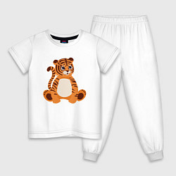 Пижама хлопковая детская Fat Tiger, цвет: белый