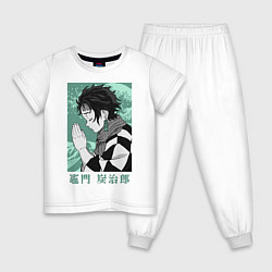 Пижама хлопковая детская Медитация Танжиро, цвет: белый