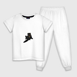 Пижама хлопковая детская Crypto Cat, цвет: белый