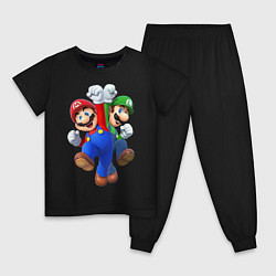 Пижама хлопковая детская Mario Bros, цвет: черный
